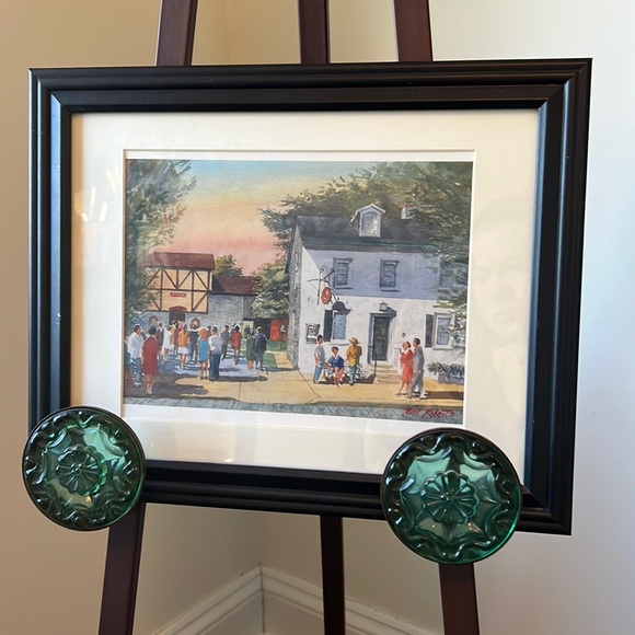 This is a 12x15” framed print of a small town setting done by Bill Roberts - Picture 1 of 3